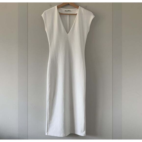 ZARA Fitted V-Neck Midi Dress Size Small NWT - Picture 2 of 6
